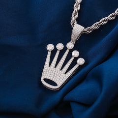 Crown Pendant 925 Silver – VVS Moissanite Necklace for Men & Women