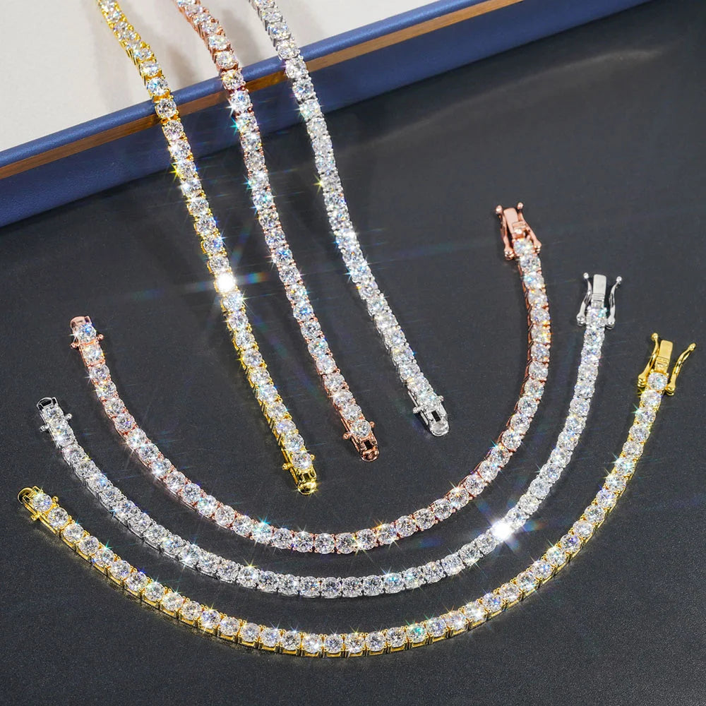 Cuban Link Bracelet  5mm VVS Moissanite – 925 Silver  Necklace or Bracelet