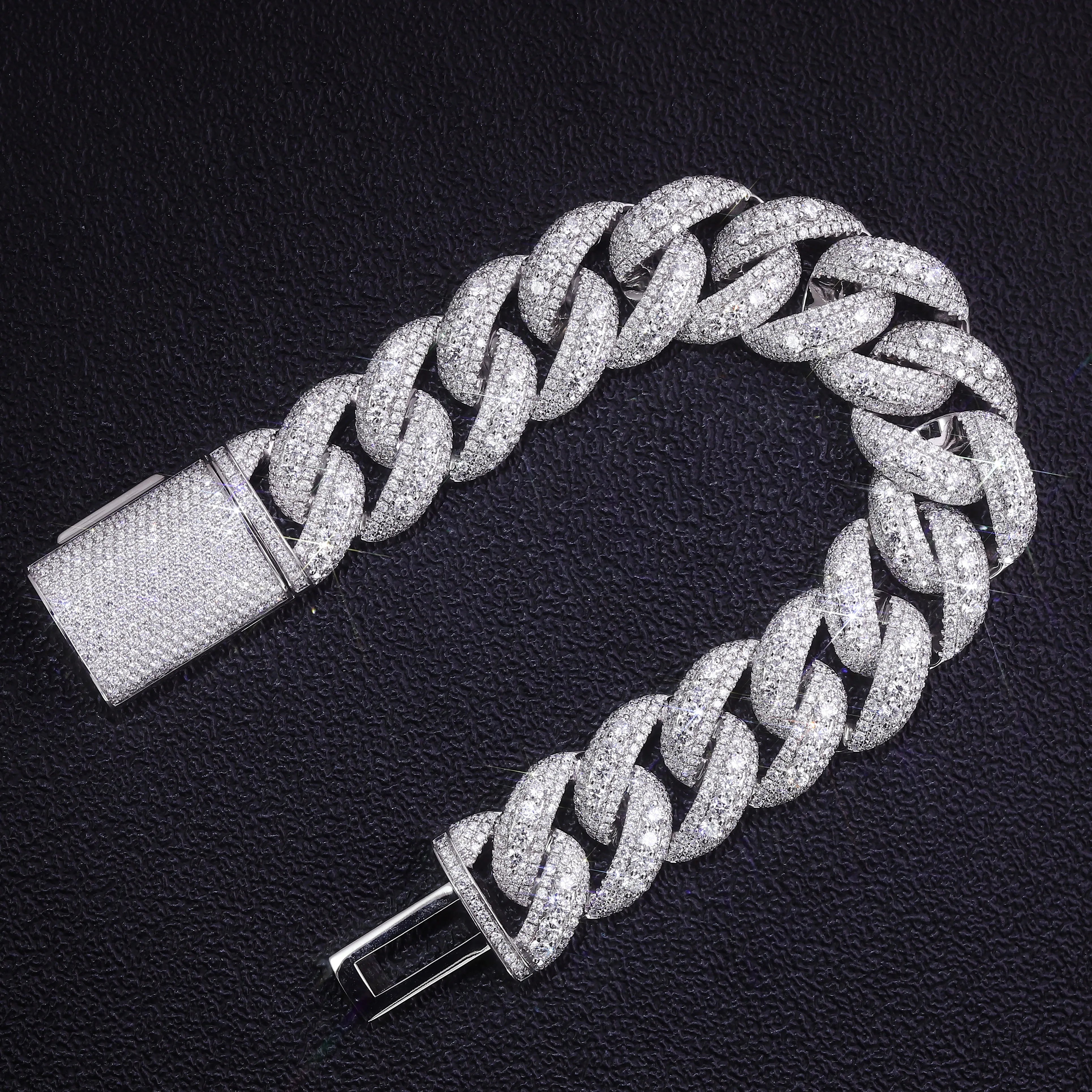 20mm Moissanite Cuban Link Bracelet – 10K/14K/18K Gold
