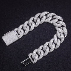 20mm Moissanite Cuban Link Bracelet – 10K/14K/18K Gold