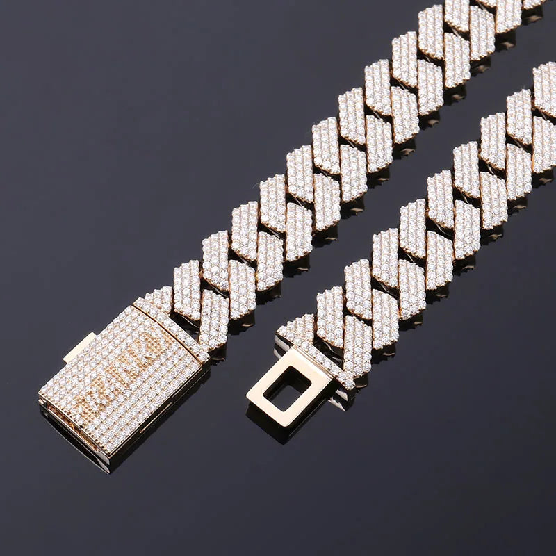 10K Gold 15mm Miami Cuban Link Chain – VVS Moissanite Choker Necklace for Men & Women