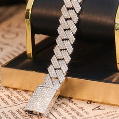 Provence 10K White Gold Cuban Link Bracelet – VVS Moissanite Custom Design for Men