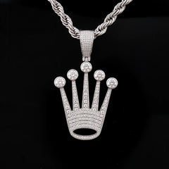 Crown Pendant 925 Silver – VVS Moissanite Necklace for Men & Women