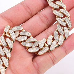 Provence 10K 14K Solid Gold 15mm cuban link chain lab grown diamond cuban link chain bracelet for men women Hip-Hop rapper party