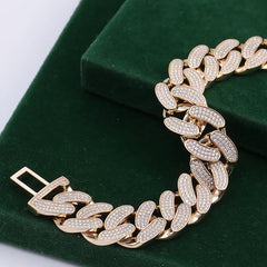 Provence 10K 14K Solid Gold 15mm cuban link chain lab grown diamond cuban link chain bracelet for men women Hip-Hop rapper party