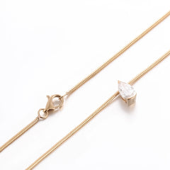 18K Yellow Gold Snake Chain Necklace – 2CT Pear-Cut VVS Moissanite Pendant
