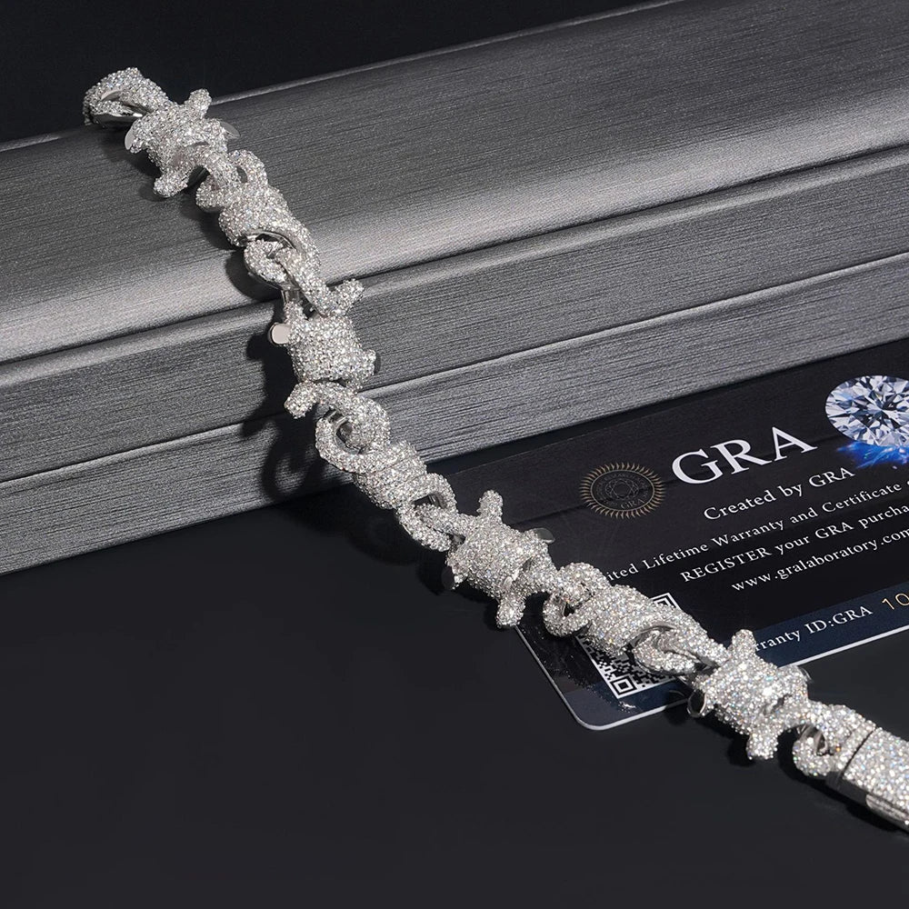 15mm Rope & Cuban Link Chain – 925 Silver VVS Moissanite Iced-Out Necklace with GRA Certification