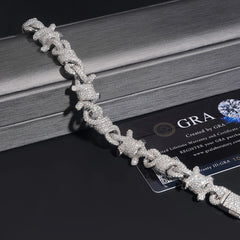 15mm Rope & Cuban Link Chain – 925 Silver VVS Moissanite Iced-Out Necklace with GRA Certification