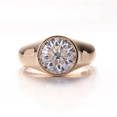 rovence 14K–18K Solid Gold Men’s Ring – 5CT VVS Moissanite Classic Solitaire Wedding & Engagement Band