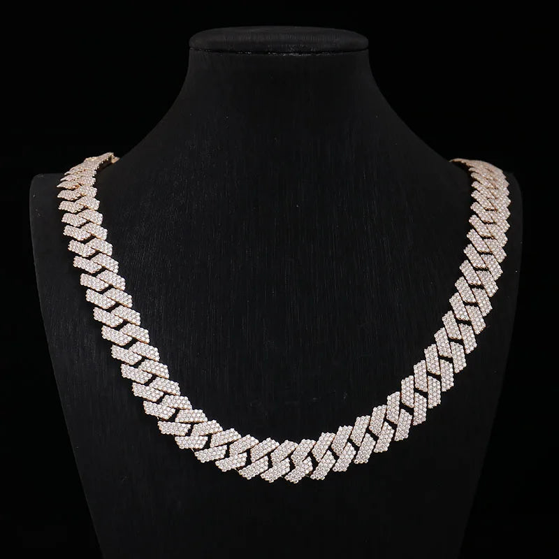 10K Gold 15mm Miami Cuban Link Chain – VVS Moissanite Choker Necklace for Men & Women
