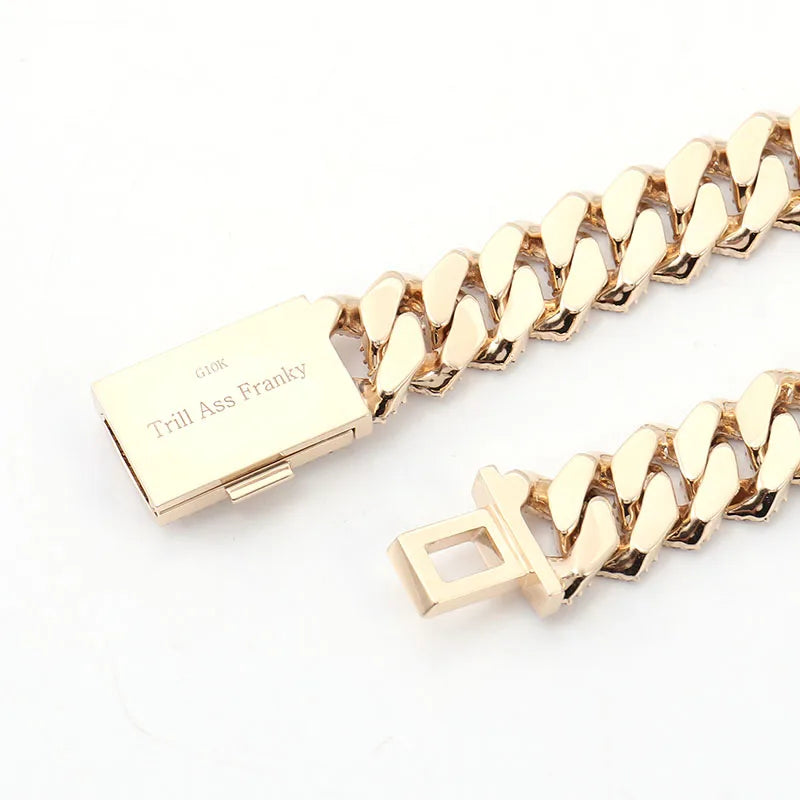10K Gold 15mm Miami Cuban Link Chain – VVS Moissanite Choker Necklace for Men & Women
