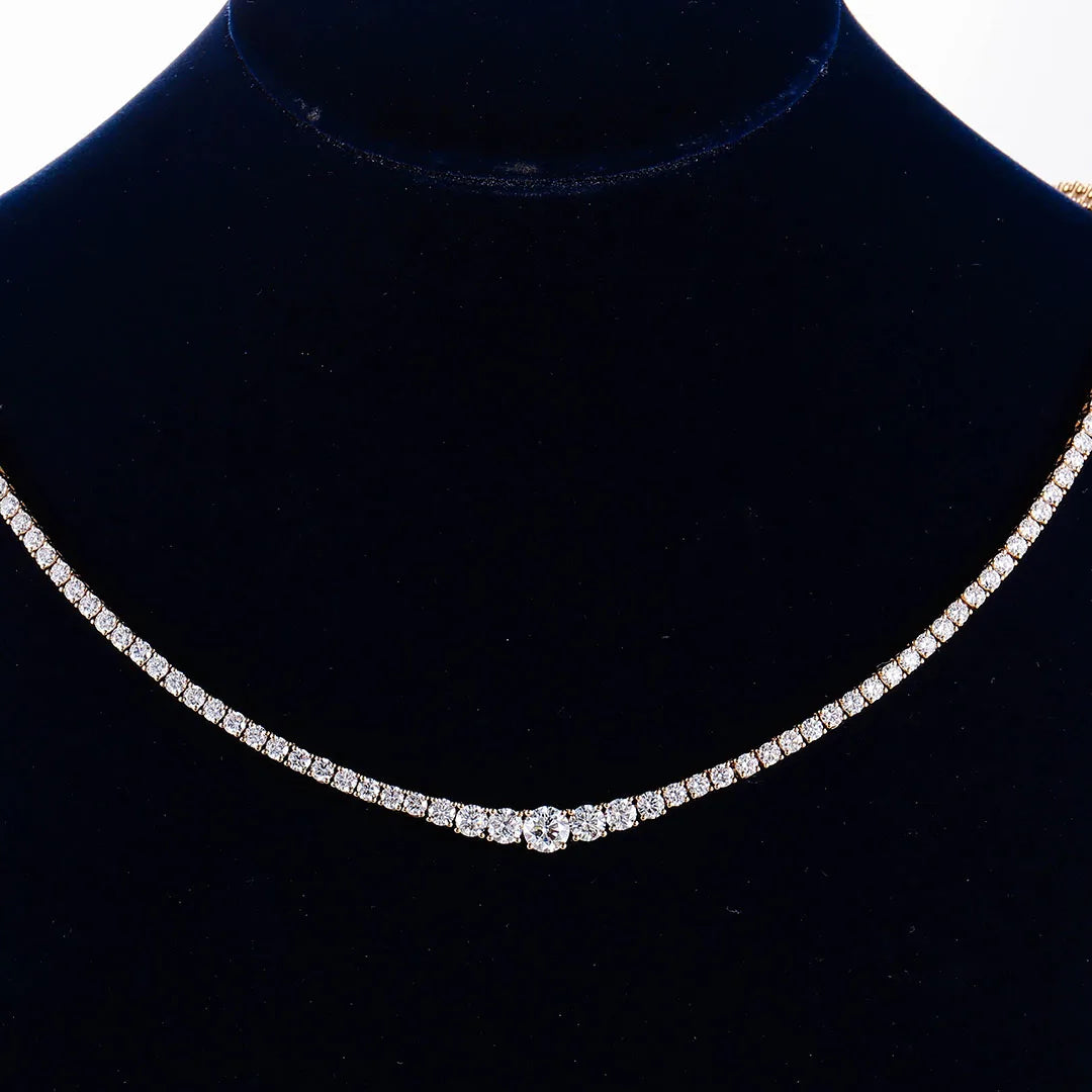 Provence 18K Solid Gold Chain Necklace – DEF/VS VVS Moissanite Inlaid Design for Women