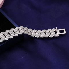 Provence 10K White Gold Cuban Link Bracelet – VVS Moissanite Custom Design for Men