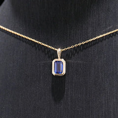 Custom 14K–18K Gold Emerald-Cut Moissanite Pendant Necklace – Classic Luxury Gift