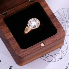 rovence 14K–18K Solid Gold Men’s Ring – 5CT VVS Moissanite Classic Solitaire Wedding & Engagement Band