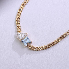 Cuban Chain Necklace  10K–14K Solid Gold– 3CT Pear-Cut VVS Moissanite Pendant