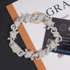 15mm Rope & Cuban Link Chain – 925 Silver VVS Moissanite Iced-Out Necklace with GRA Certification