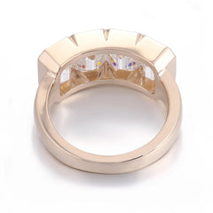 Provence 14K Solid Gold Men’s Ring – 5CT EF Color VVS Moissanite Emerald-Cut Wedding & Engagement Band