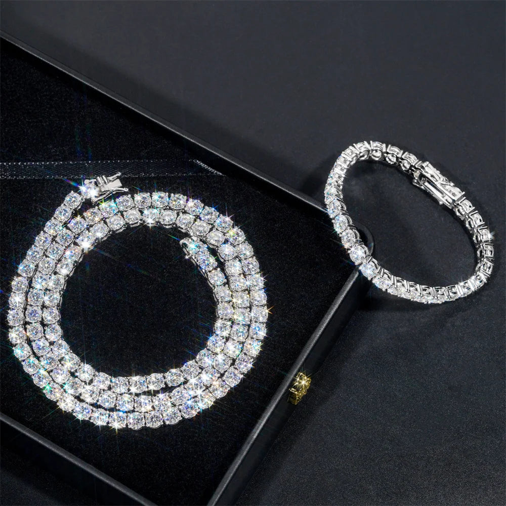 Cuban Link Bracelet  5mm VVS Moissanite – 925 Silver  Necklace or Bracelet