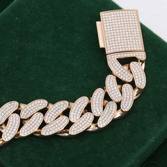 Provence 10K 14K Solid Gold 15mm cuban link chain lab grown diamond cuban link chain bracelet for men women Hip-Hop rapper party