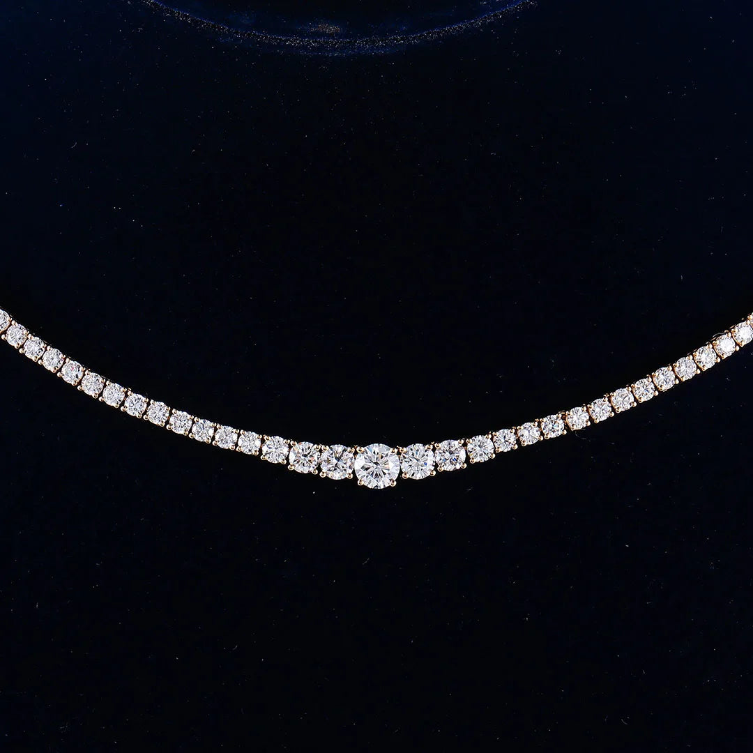 Provence 18K Solid Gold Chain Necklace – DEF/VS VVS Moissanite Inlaid Design for Women