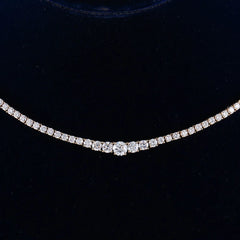 Provence 18K Solid Gold Chain Necklace – DEF/VS VVS Moissanite Inlaid Design for Women