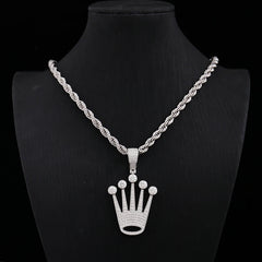 Crown Pendant 925 Silver – VVS Moissanite Necklace for Men & Women