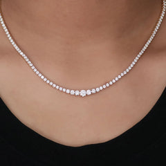 Provence 18K Solid Gold Chain Necklace – DEF/VS VVS Moissanite Inlaid Design for Women