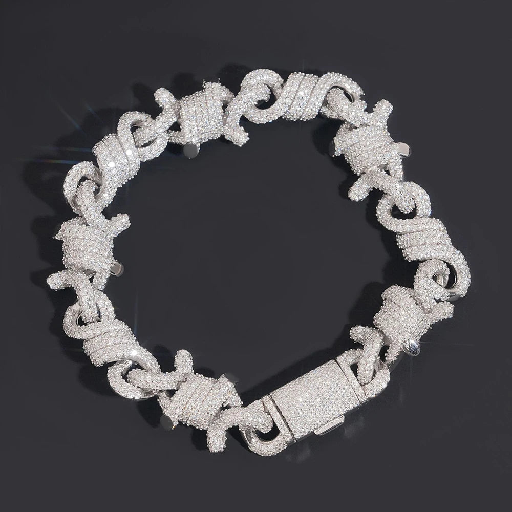 15mm Rope & Cuban Link Chain – 925 Silver VVS Moissanite Iced-Out Necklace with GRA Certification