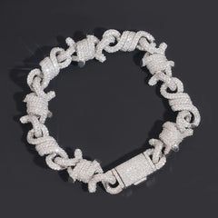 15mm Rope & Cuban Link Chain – 925 Silver VVS Moissanite Iced-Out Necklace with GRA Certification