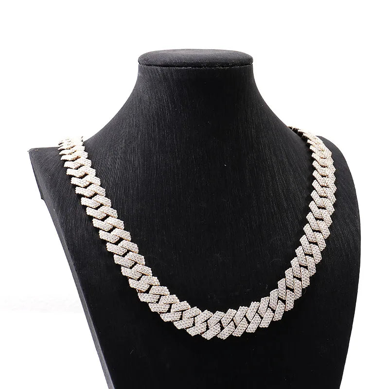 10K Gold 15mm Miami Cuban Link Chain – VVS Moissanite Choker Necklace for Men & Women