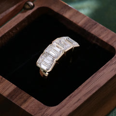 Provence 14K Solid Gold Men’s Ring – 5CT EF Color VVS Moissanite Emerald-Cut Wedding & Engagement Band
