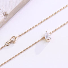 18K Yellow Gold Snake Chain Necklace – 2CT Pear-Cut VVS Moissanite Pendant