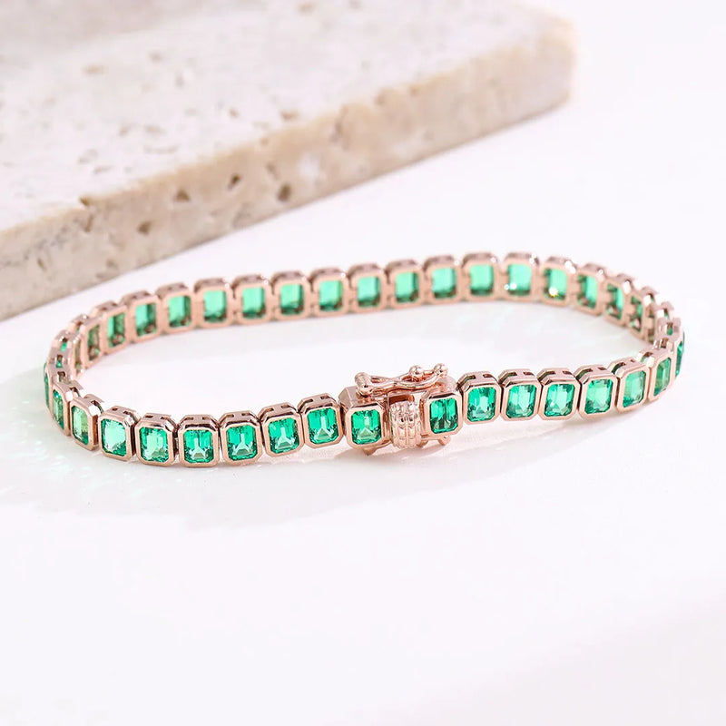 Provence 14K Rose Gold Tennis Bracelet – 3×4mm VVS Moissanite Design for Women