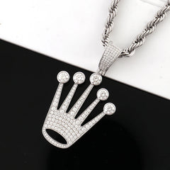 Crown Pendant 925 Silver – VVS Moissanite Necklace for Men & Women