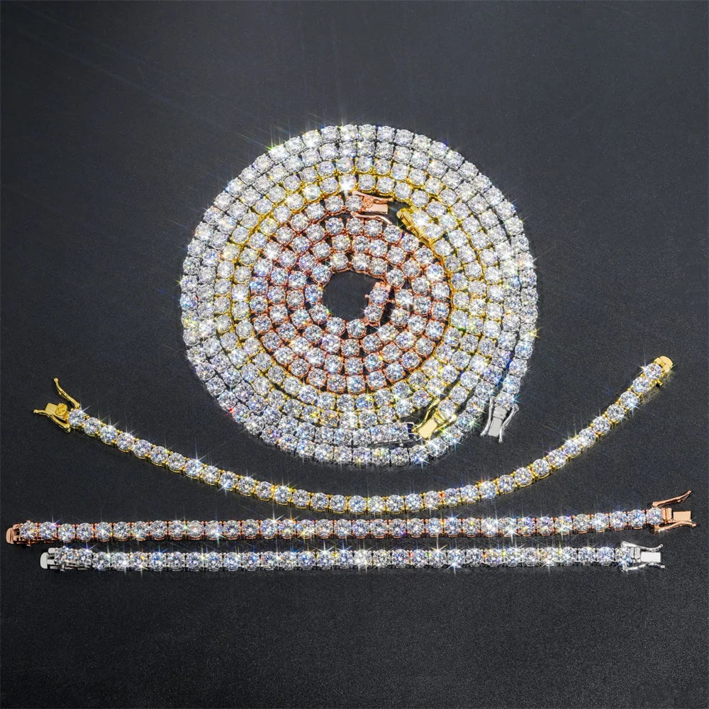 Cuban Link Bracelet  5mm VVS Moissanite – 925 Silver  Necklace or Bracelet