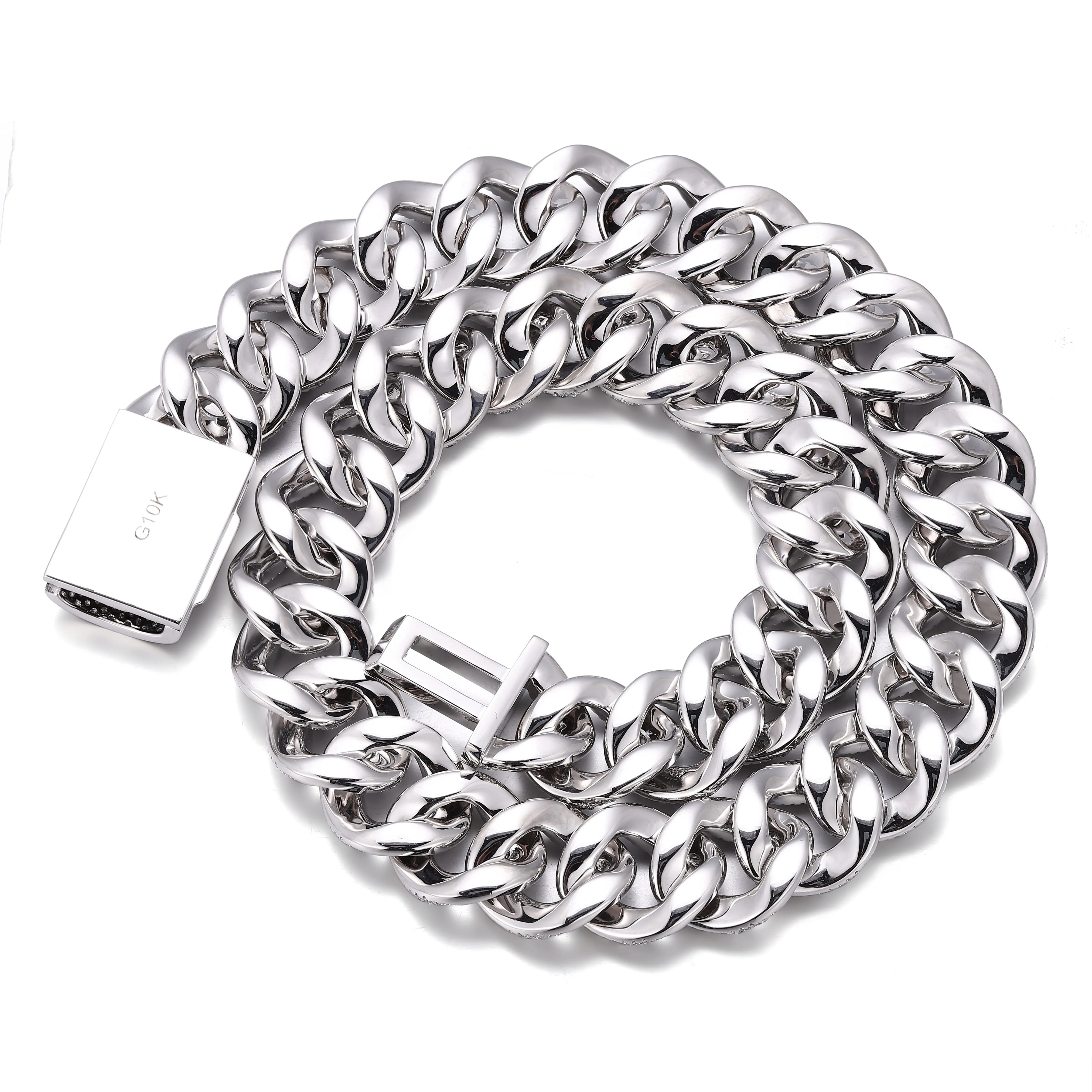 Cuban Link Bracelet 10K–18K Gold Moissanite  – 18mm Luxury Chain for Men