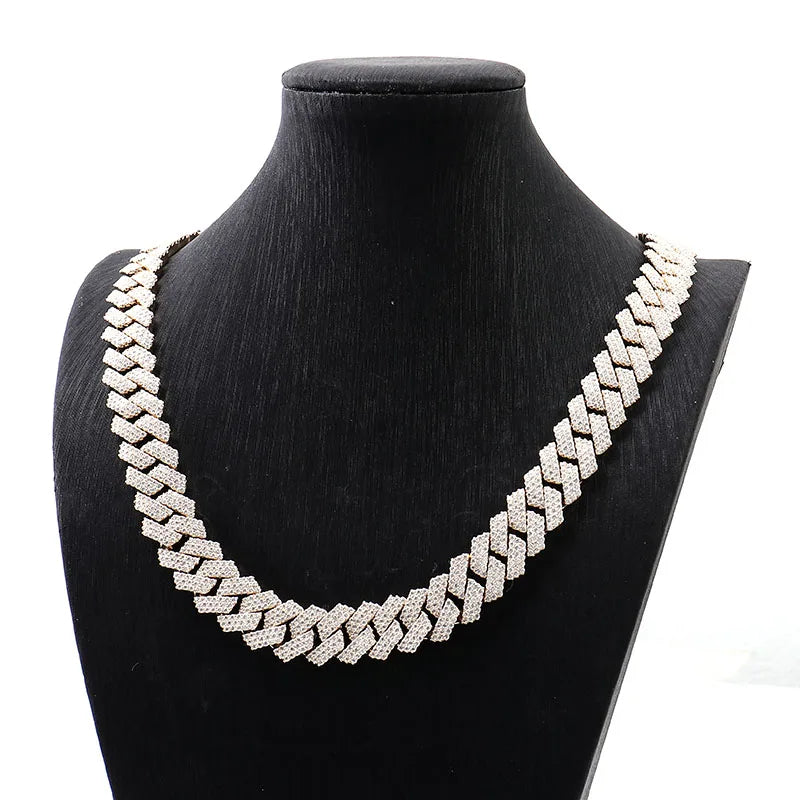 10K Gold 15mm Miami Cuban Link Chain – VVS Moissanite Choker Necklace for Men & Women