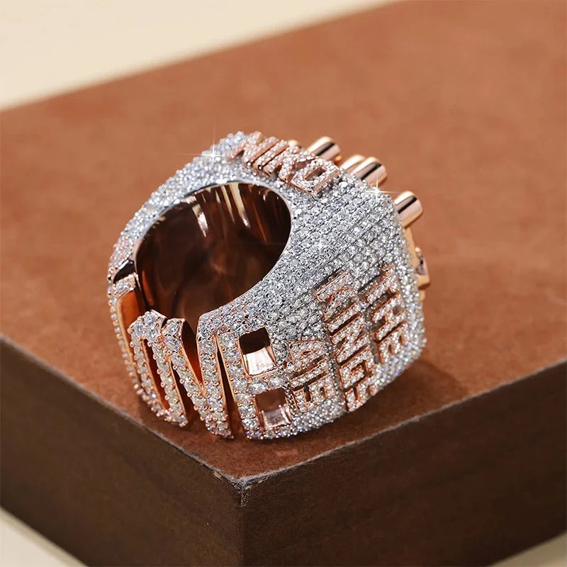 Championship Ring Personalized Baguette VVS Moissanite  – Custom Name Design in 925 Silver