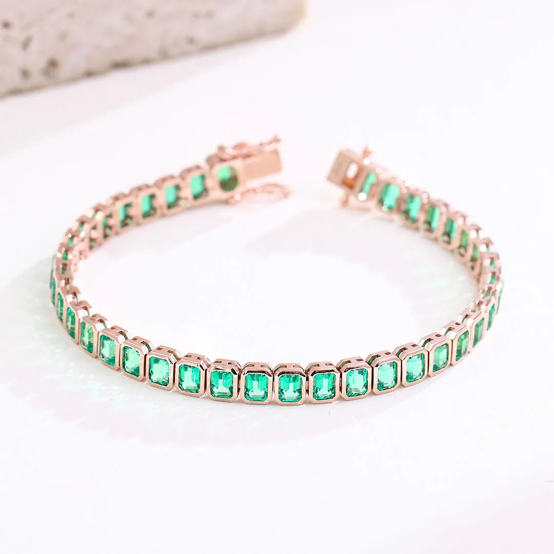 Provence 14K Rose Gold Tennis Bracelet – 3×4mm VVS Moissanite Design for Women