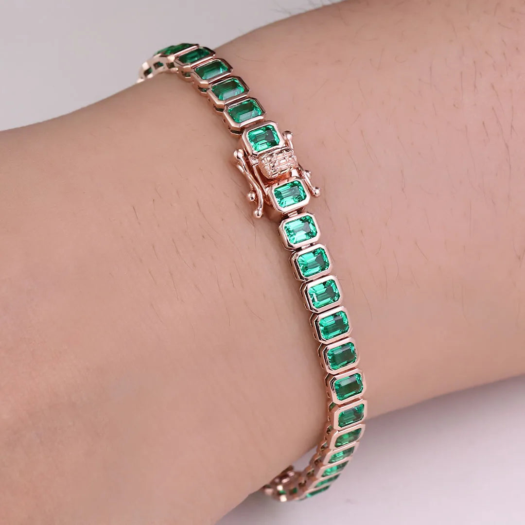 Provence 14K Rose Gold Tennis Bracelet – 3×4mm VVS Moissanite Design for Women