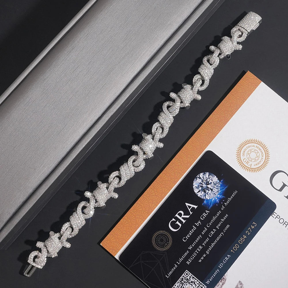 15mm Rope & Cuban Link Chain – 925 Silver VVS Moissanite Iced-Out Necklace with GRA Certification