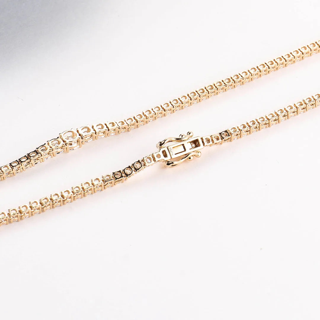 Provence 18K Solid Gold Chain Necklace – DEF/VS VVS Moissanite Inlaid Design for Women