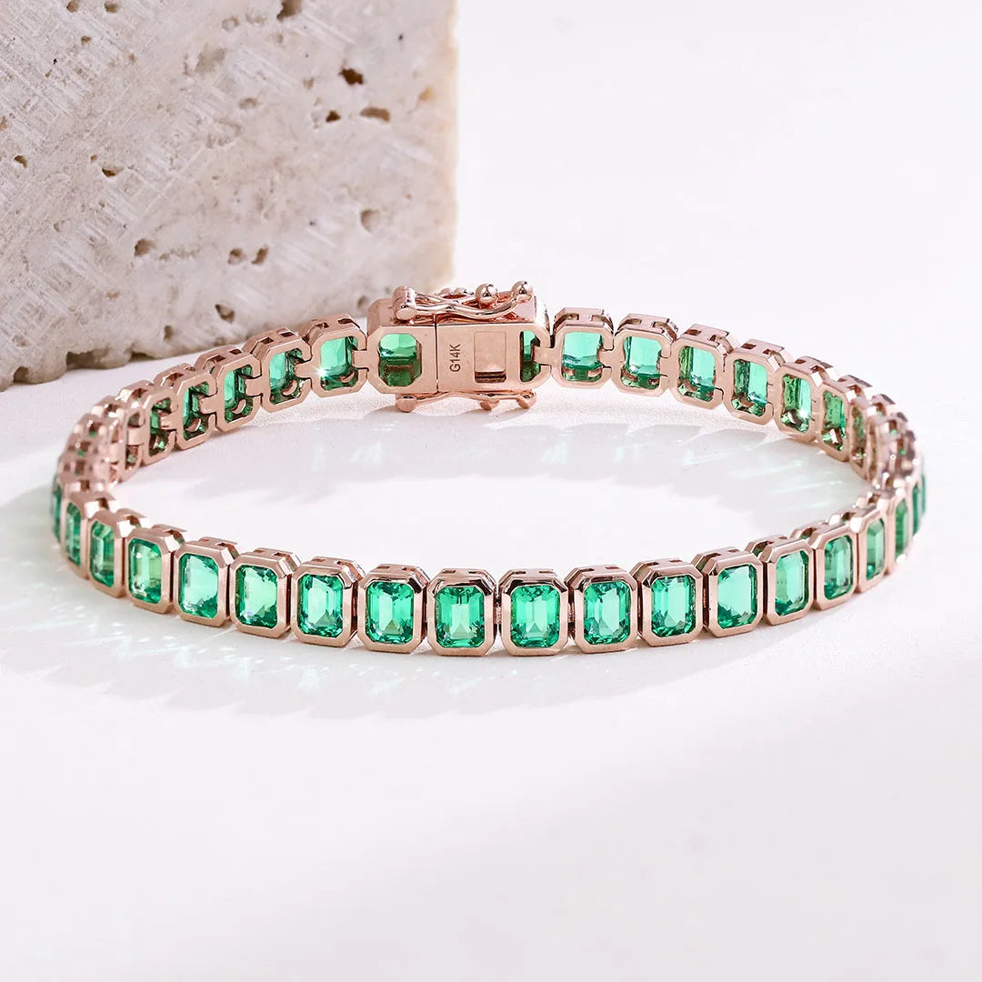 Provence 14K Rose Gold Tennis Bracelet – 3×4mm VVS Moissanite Design for Women