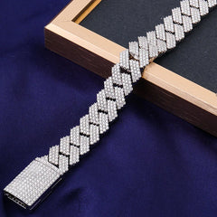 Provence 10K White Gold Cuban Link Bracelet – VVS Moissanite Custom Design for Men