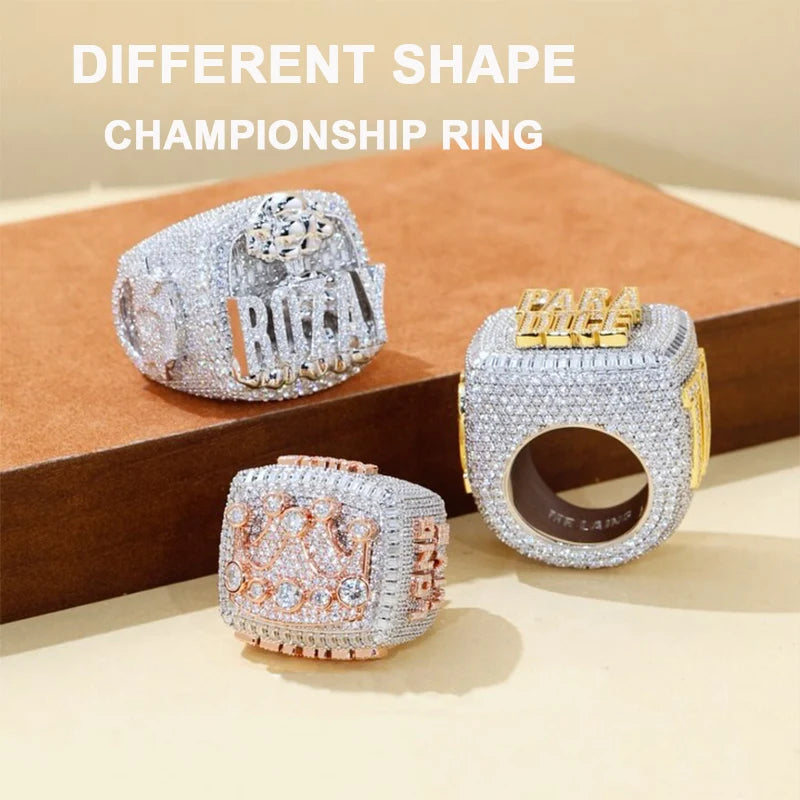 Championship Ring Personalized Baguette VVS Moissanite  – Custom Name Design in 925 Silver