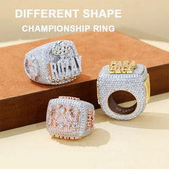 Championship Ring Personalized Baguette VVS Moissanite  – Custom Name Design in 925 Silver