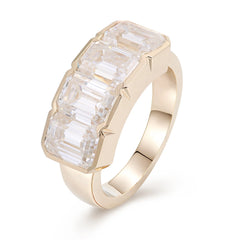 Provence 14K Solid Gold Men’s Ring – 5CT EF Color VVS Moissanite Emerald-Cut Wedding & Engagement Band