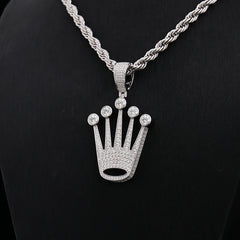 Crown Pendant 925 Silver – VVS Moissanite Necklace for Men & Women