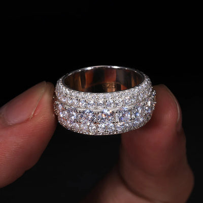 Fine Jewelry VVS1 Moissanite Rings With Certificate For Men Hip Hop Pave Setting S925 Sterling Silver Rings Hip Hop Jewelry
